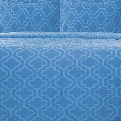 Light Blue King Cotton Blend Thread Count Washable Duvet Cover Set