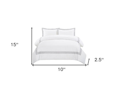Gray and White Queen 100% Cotton 200 Thread Count Washable Duvet Cover Set HomeRoots