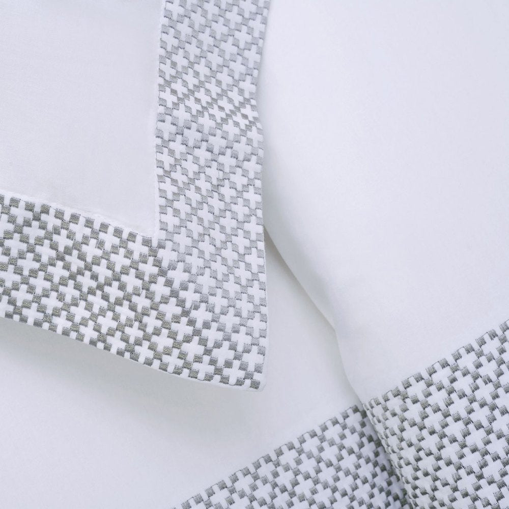 Gray and White Queen 100% Cotton 200 Thread Count Washable Duvet Cover Set — view 3