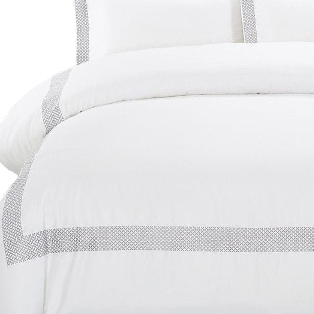Gray and White Queen 100% Cotton 200 Thread Count Washable Duvet Cover Set HomeRoots