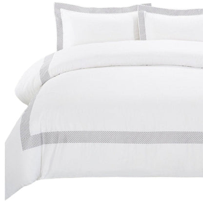 Gray and White Queen 100% Cotton 200 Thread Count Washable Duvet Cover Set HomeRoots