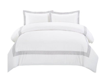 Gray and White Queen 100% Cotton 200 Thread Count Washable Duvet Cover Set HomeRoots