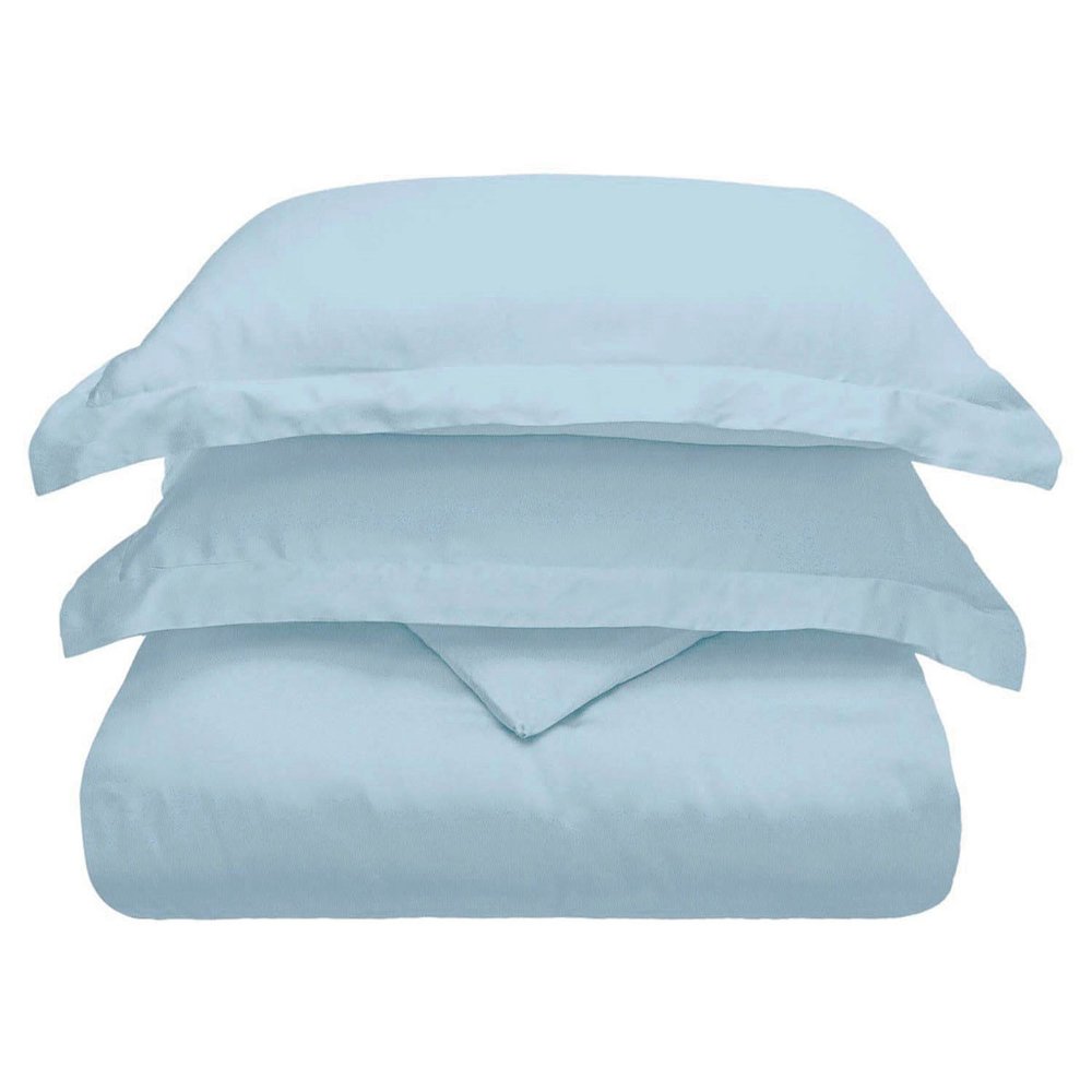 Light Blue Queen Modal Washable Duvet Cover Set With Two Shams