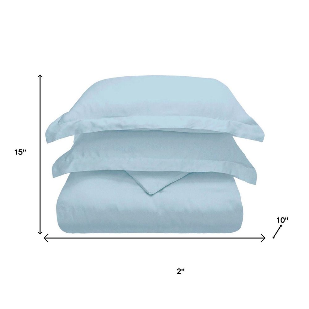 Light Blue Queen Modal Washable Duvet Cover Set With Two Shams — view 6
