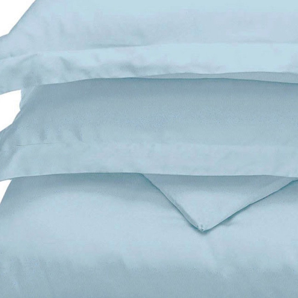 Light Blue Queen Modal Washable Duvet Cover Set With Two Shams — view 3