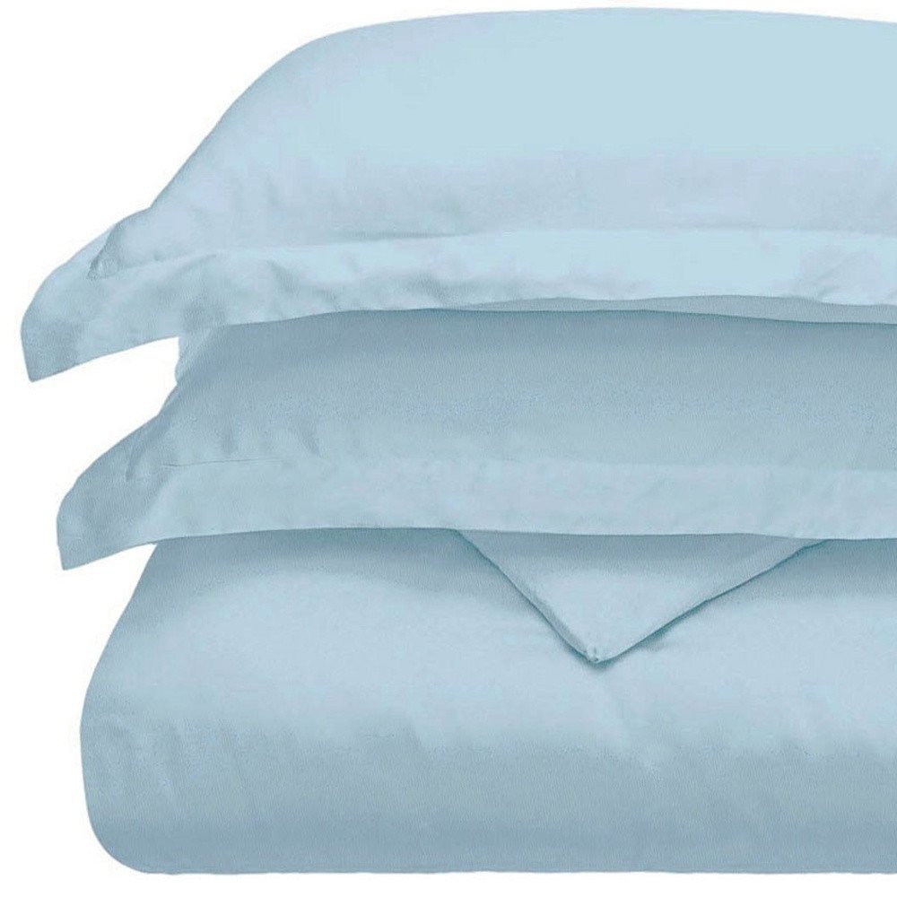 Light Blue Queen Modal Washable Duvet Cover Set With Two Shams