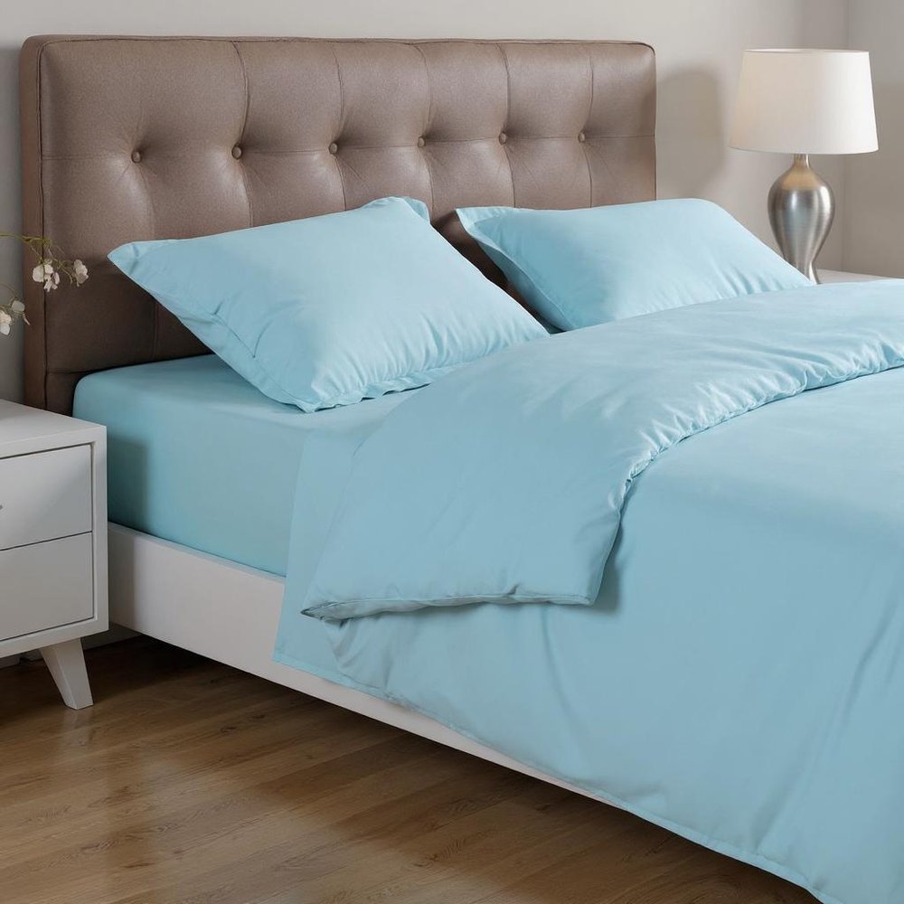 Light Blue Queen Modal Washable Duvet Cover Set With Two Shams — view 5