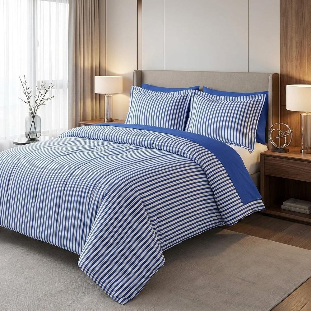 Navy Blue Queen Modal Washable Duvet Cover Set — view 6