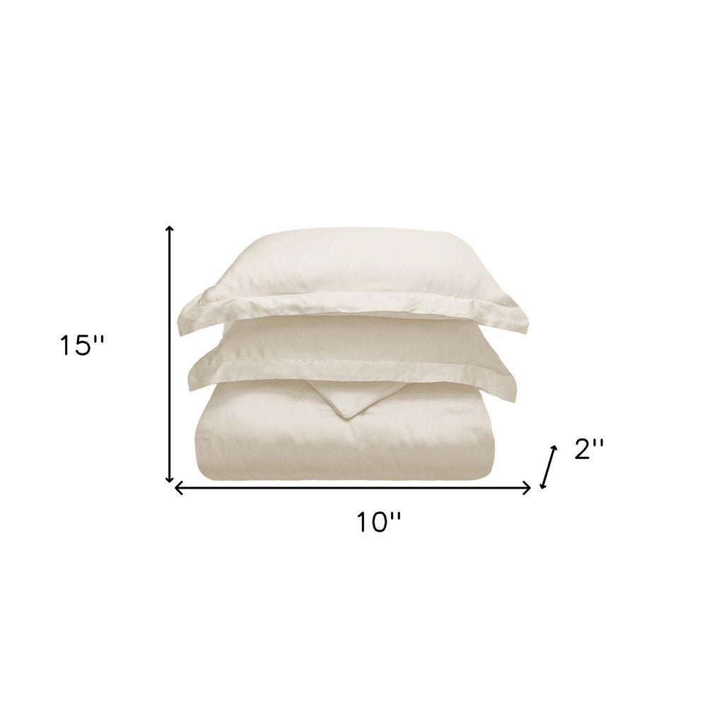 Ivory King Cotton Blend 300 Thread Count Washable Duvet Cover Set HomeRoots