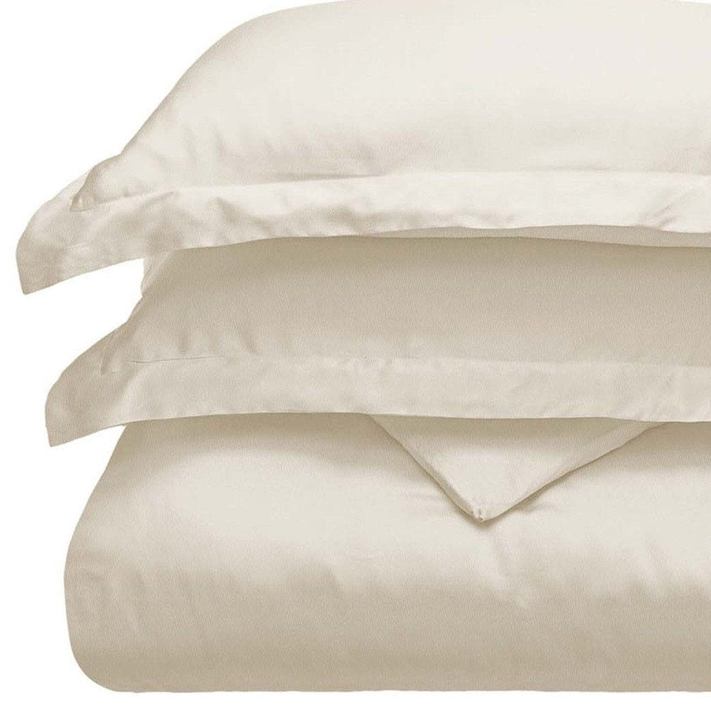 Ivory King Cotton Blend 300 Thread Count Washable Duvet Cover Set HomeRoots