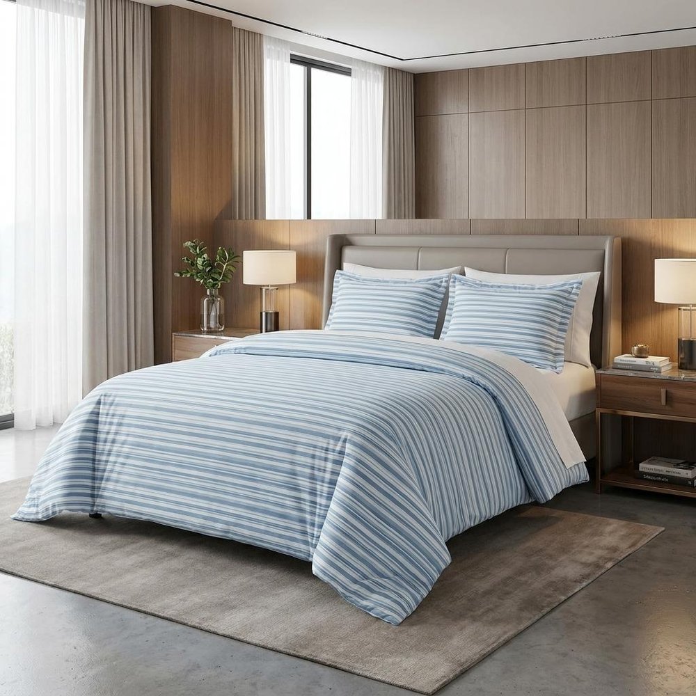 Light Blue King Modal Washable Duvet Cover Set With Two Shams — view 6