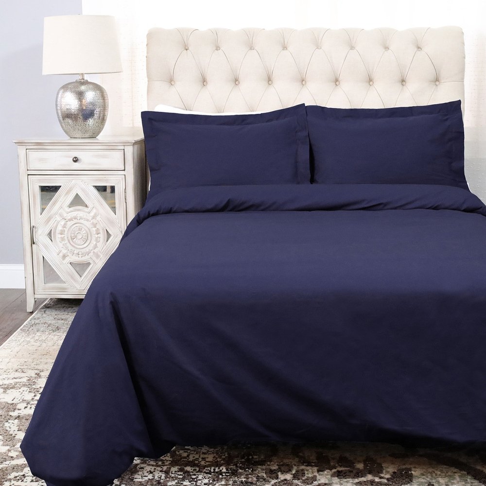 White Queen 100% Cotton 300 Thread Count Washable Duvet Cover Set HomeRoots