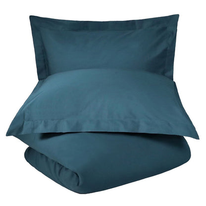 Navy Blue Queen Cotton Washable Duvet Cover Set With Two Shams HomeRoots