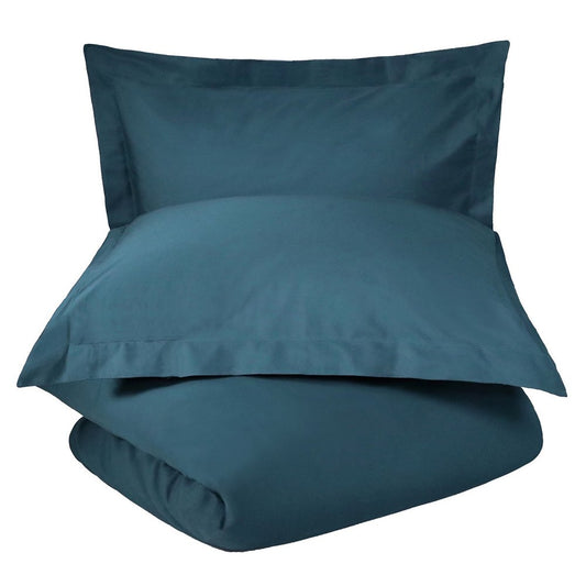 Navy Blue Queen Cotton Washable Duvet Cover Set With Two Shams HomeRoots