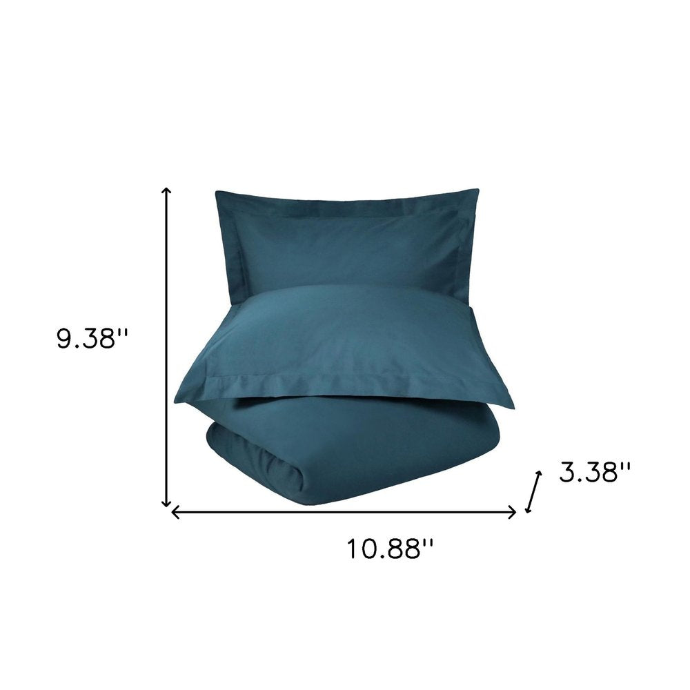 Navy Blue Queen Cotton Washable Duvet Cover Set With Two Shams HomeRoots
