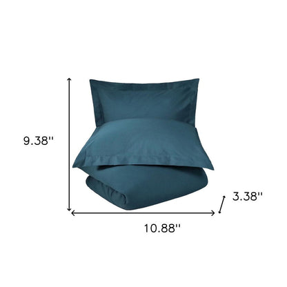 Navy Blue Queen Cotton Washable Duvet Cover Set With Two Shams HomeRoots