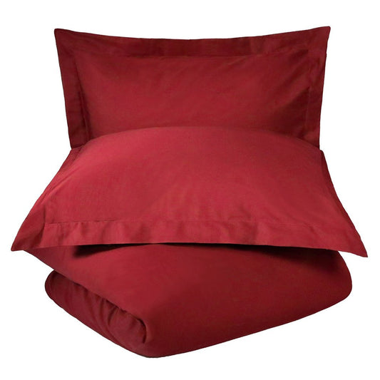 Burgundy King Cotton Washable Duvet Cover Set With Two Shams HomeRoots