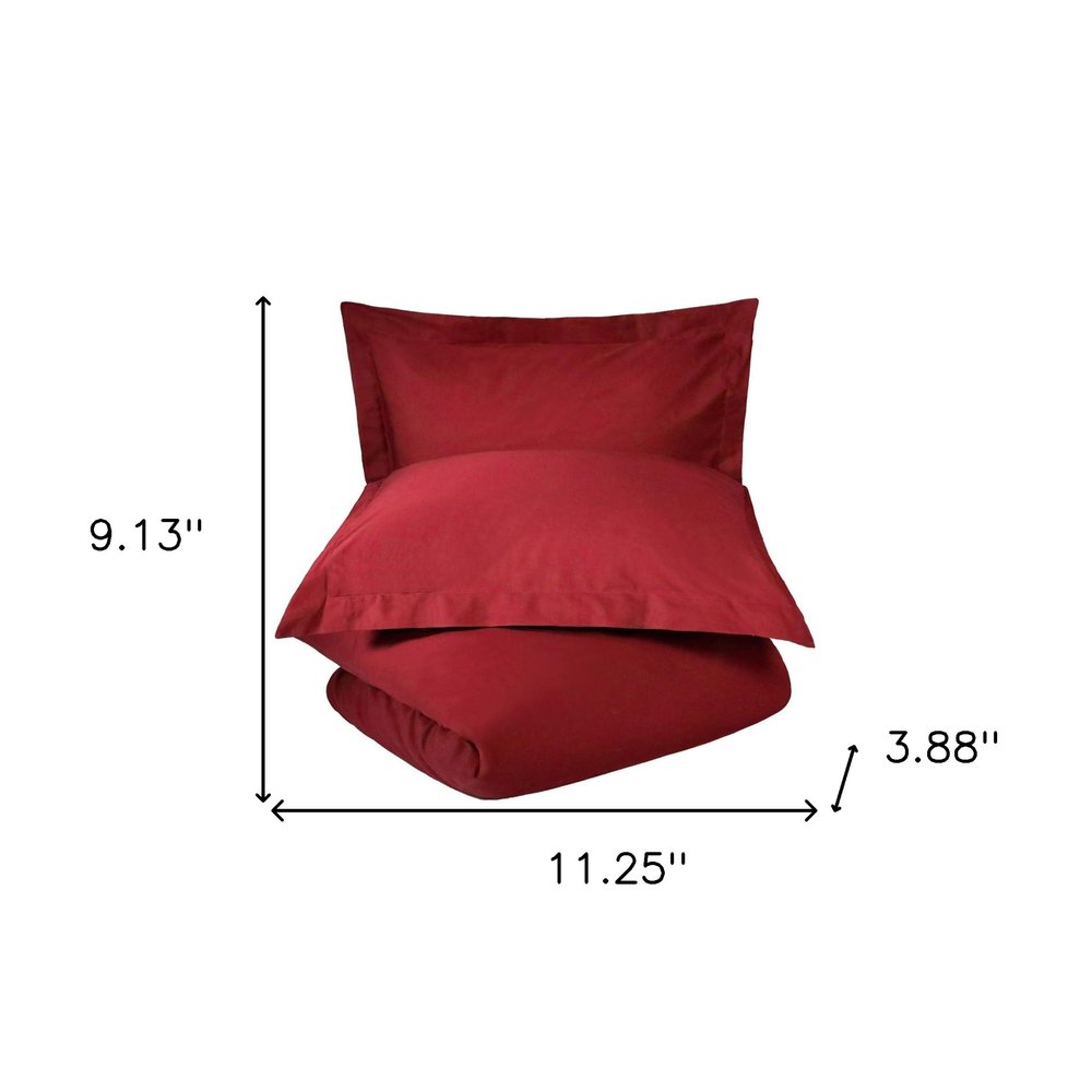 Burgundy King 100% Cotton 300 Thread Count Washable Duvet Cover Set HomeRoots