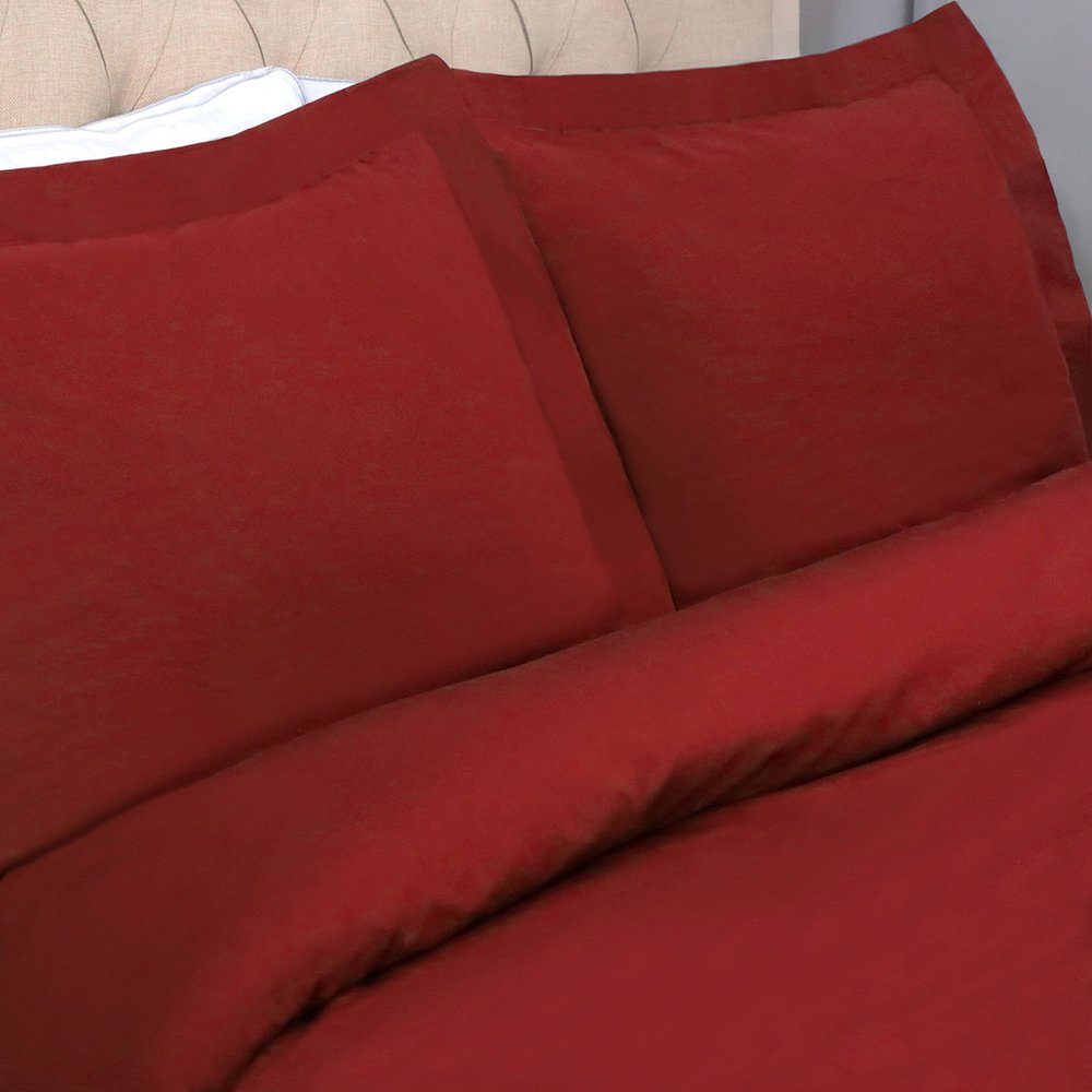 Burgundy King 100% Cotton 300 Thread Count Washable Duvet Cover Set HomeRoots