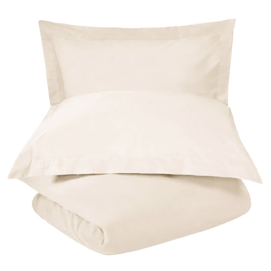 Ivory Twin 100% Cotton 300 Thread Count Washable Duvet Cover Set