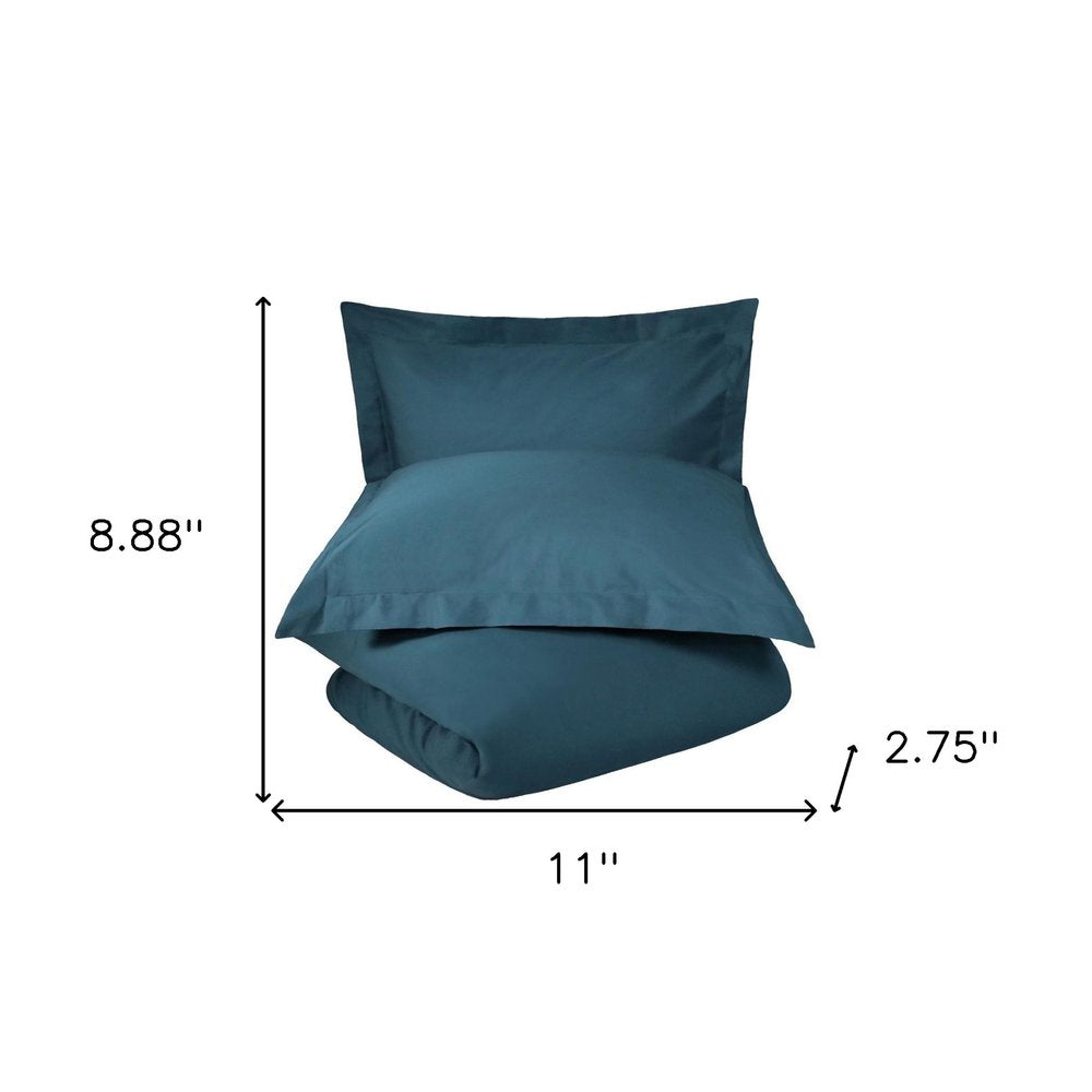 Navy Blue Twin 100% Cotton 300 Thread Count Washable Duvet Cover Set HomeRoots