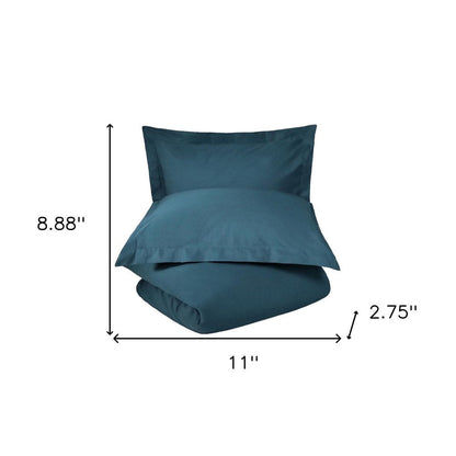 Navy Blue Twin 100% Cotton 300 Thread Count Washable Duvet Cover Set HomeRoots