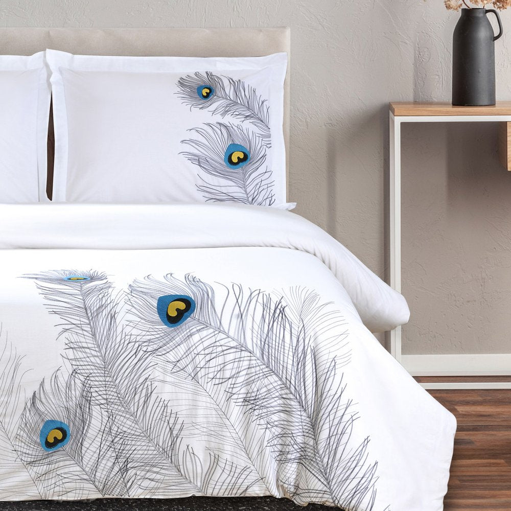 Blue and White King 100% Cotton 200 Thread Count Washable Duvet Cover Set HomeRoots