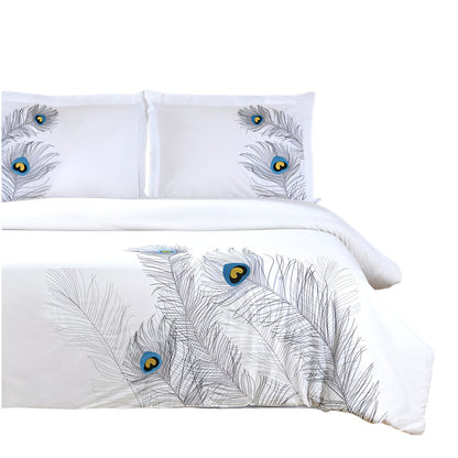 Blue And White King Cotton Washable Duvet Cover Set With Two Shams HomeRoots