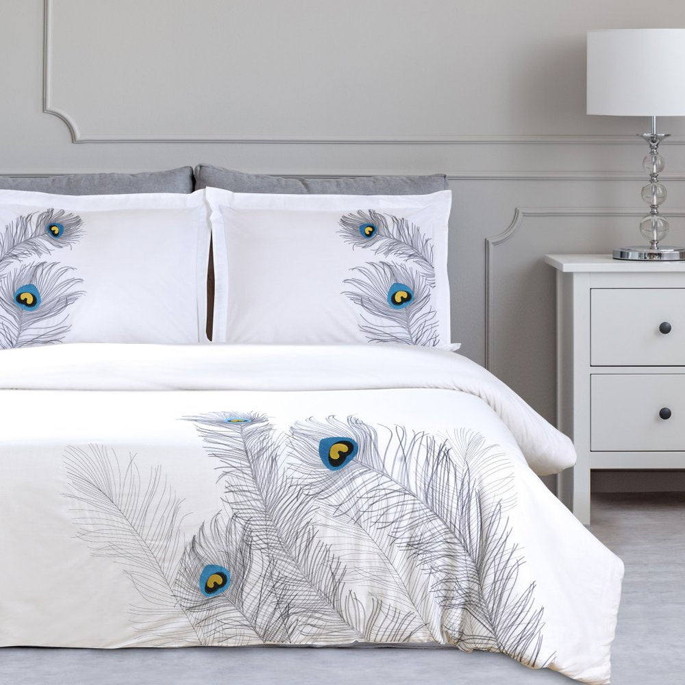 Blue and White King 100% Cotton 200 Thread Count Washable Duvet Cover Set HomeRoots
