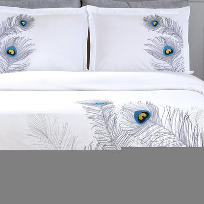 Blue and White King 100% Cotton 200 Thread Count Washable Duvet Cover Set HomeRoots