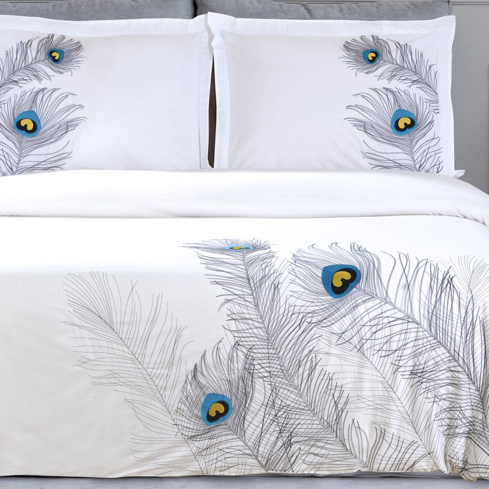 Blue and White King 100% Cotton 200 Thread Count Washable Duvet Cover Set HomeRoots