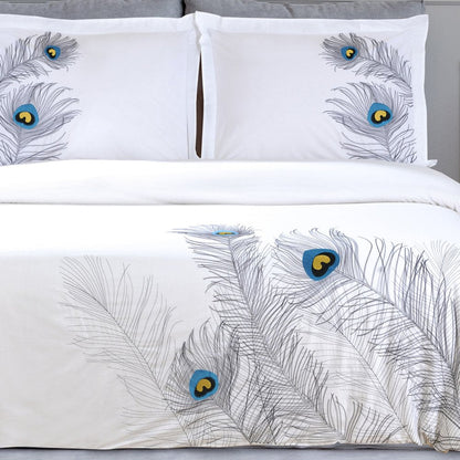 Blue and White King 100% Cotton 200 Thread Count Washable Duvet Cover Set HomeRoots