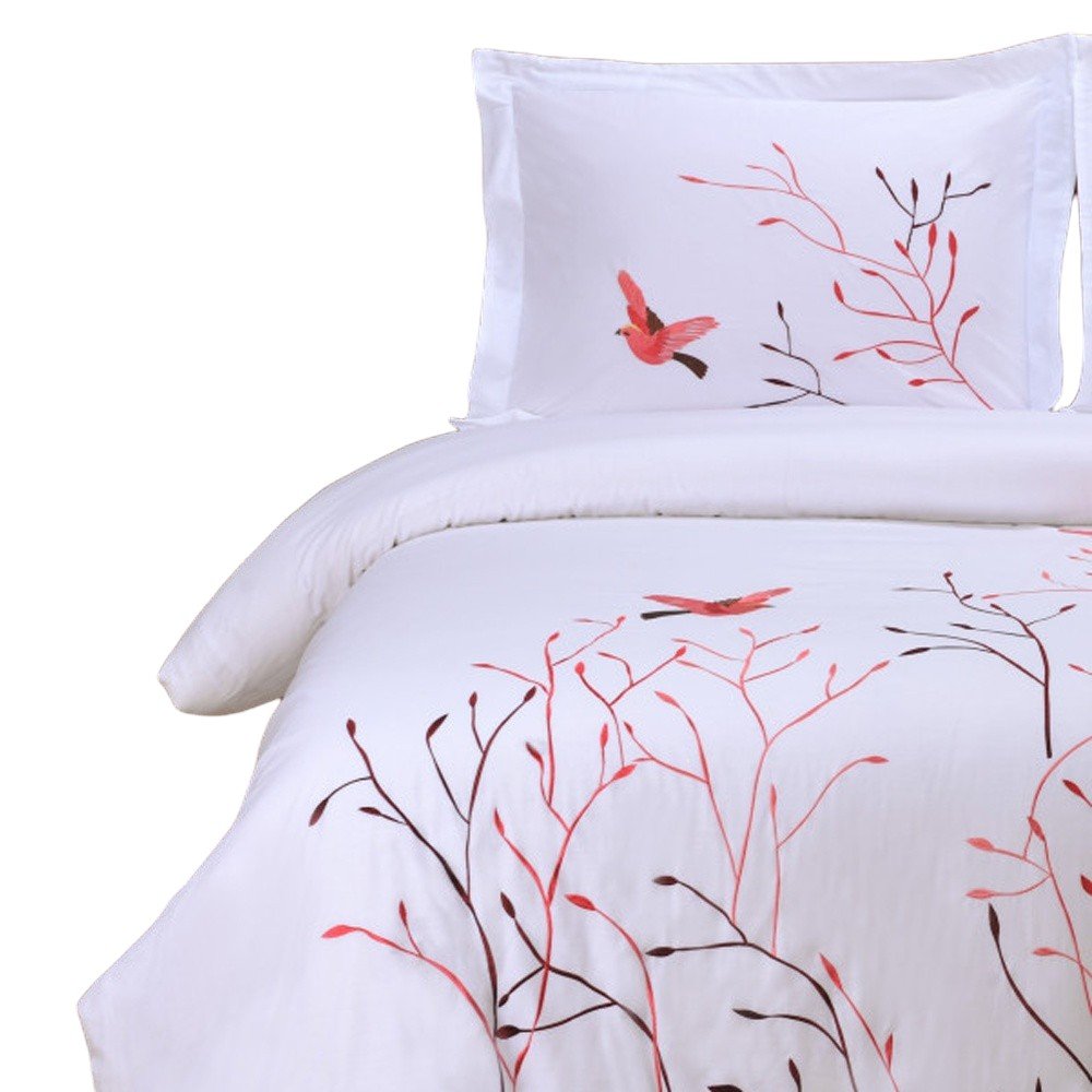 White And Red Queen Cotton Washable Duvet Cover Set With Two Shams — view 3