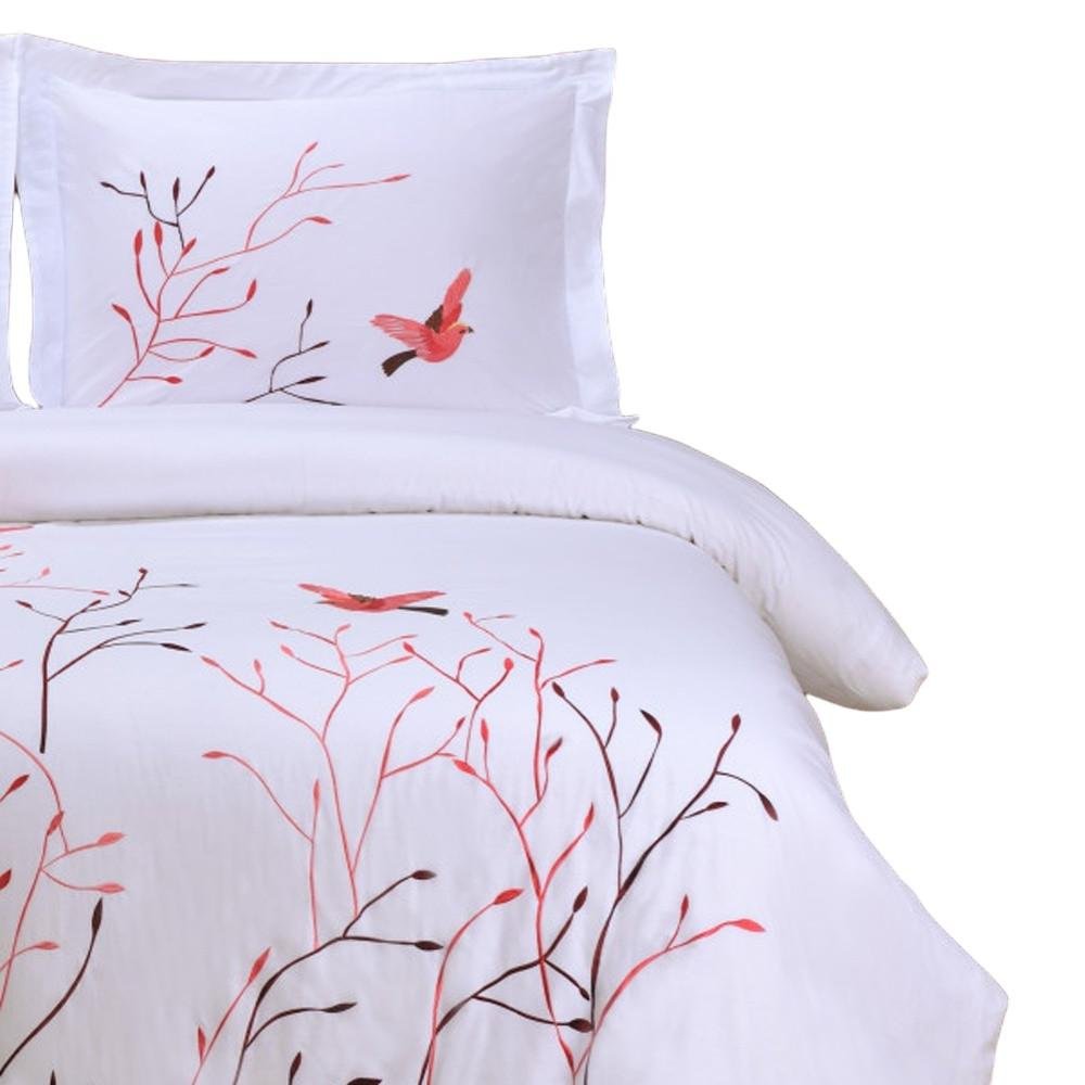White And Red Queen Cotton Washable Duvet Cover Set With Two Shams — view 9