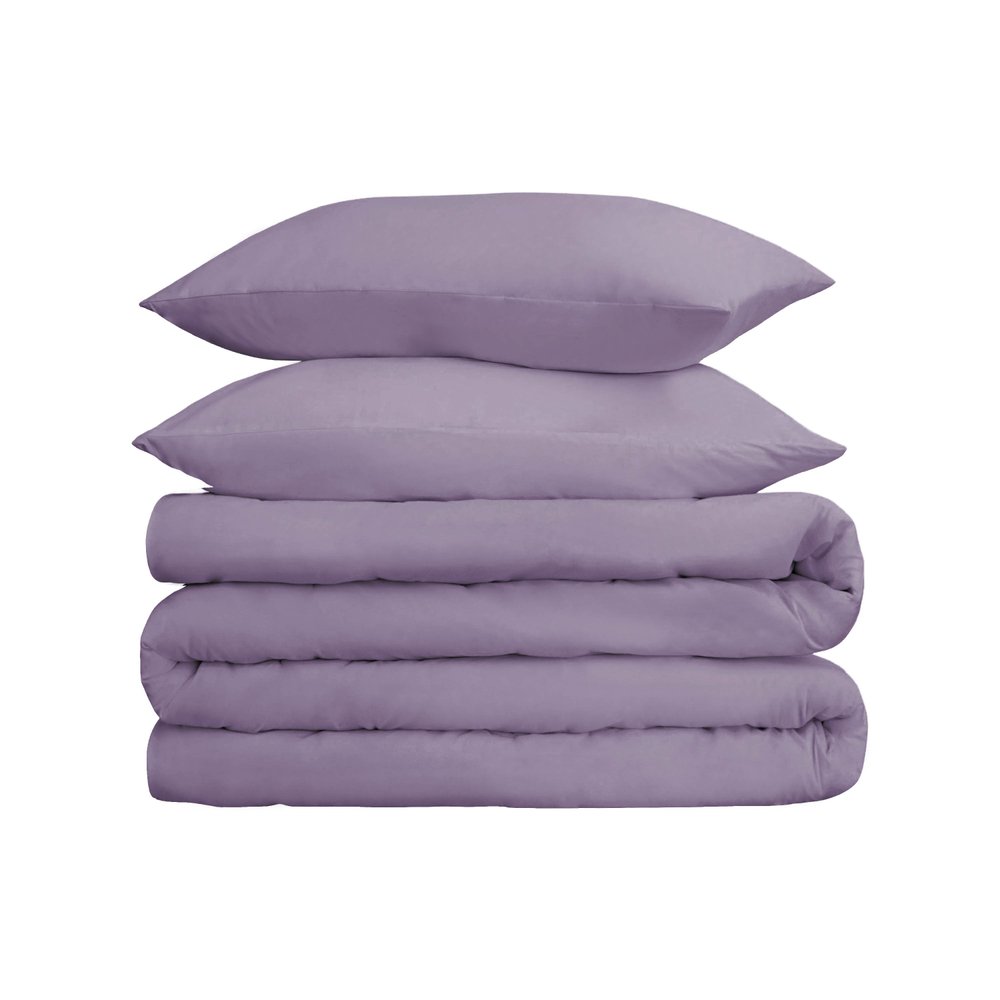 Lavender Queen Cotton Washable Duvet Cover Set With Two Shams — view 4