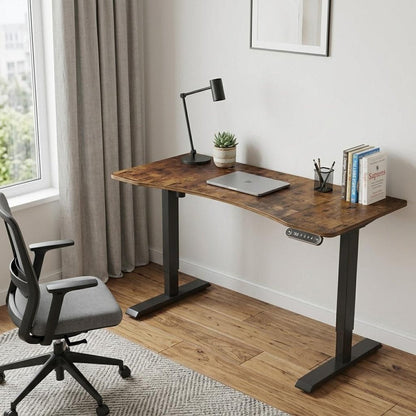 55" Adjustable Brown and Black and Black Computer Desk HomeRoots