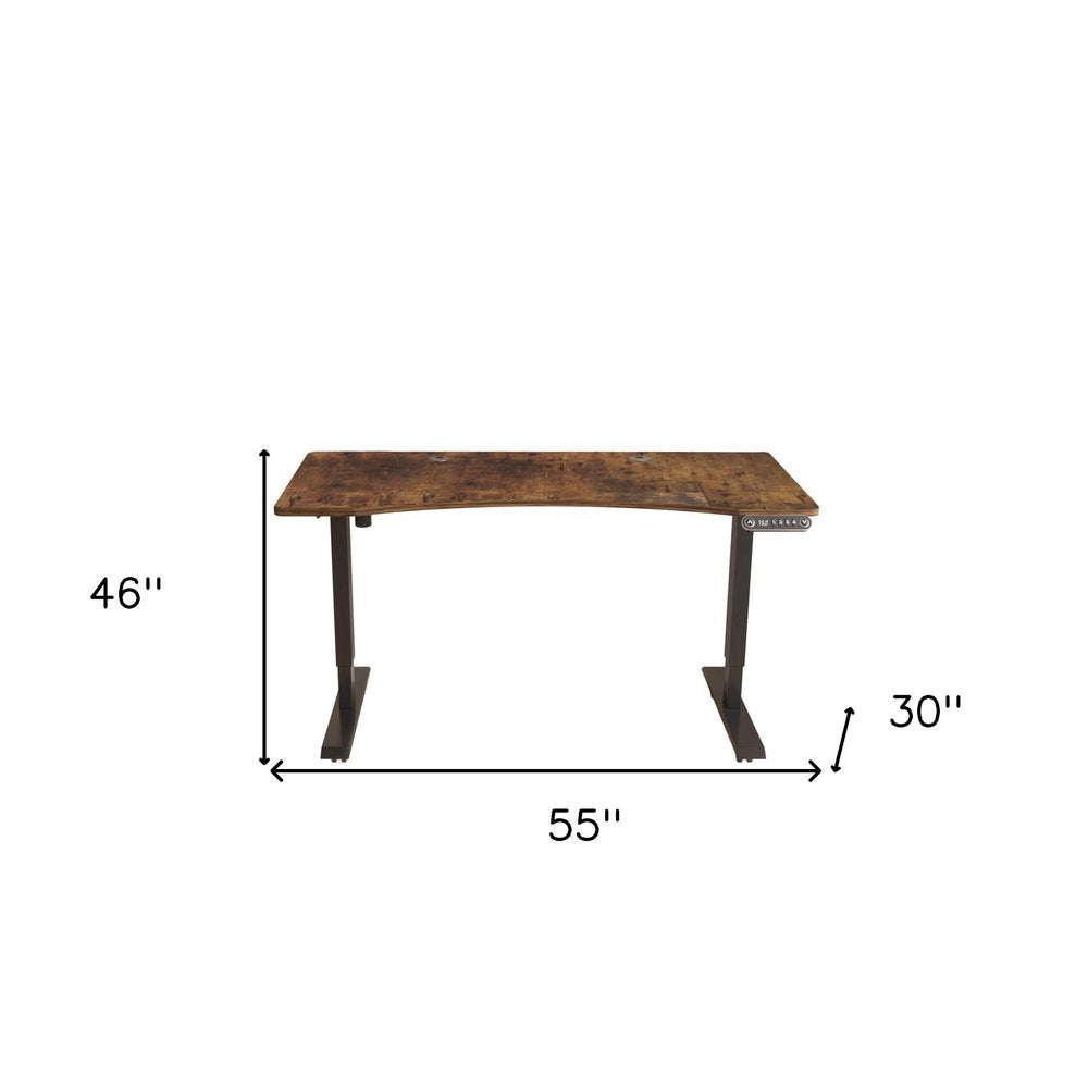 55" Adjustable Brown and Black and Black Computer Desk HomeRoots
