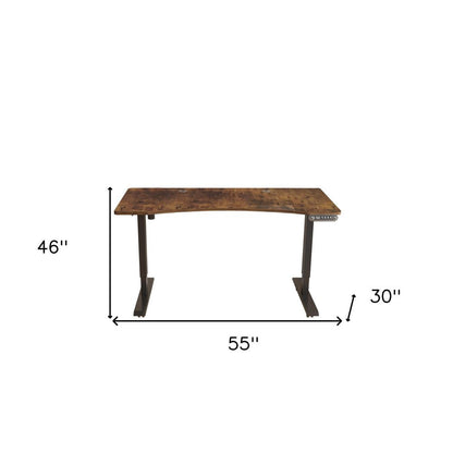 55" Adjustable Brown and Black and Black Computer Desk HomeRoots