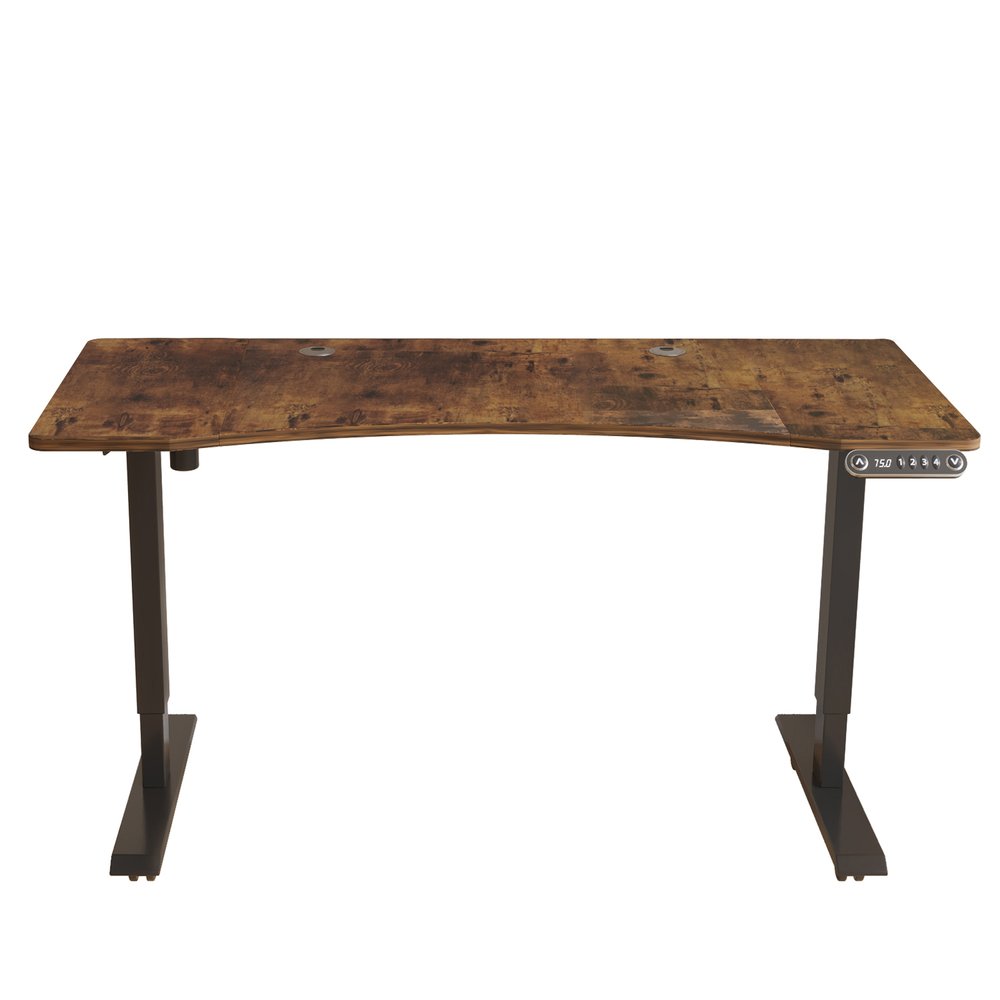 55" Adjustable Brown and Black and Black Computer Desk HomeRoots