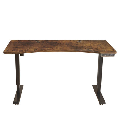 55" Adjustable Brown and Black and Black Computer Desk HomeRoots