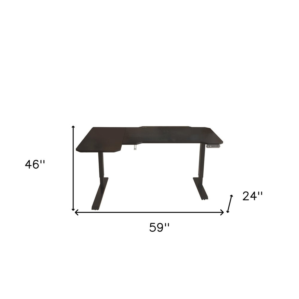 59" Adjustable Black L Shape Computer Desk HomeRoots