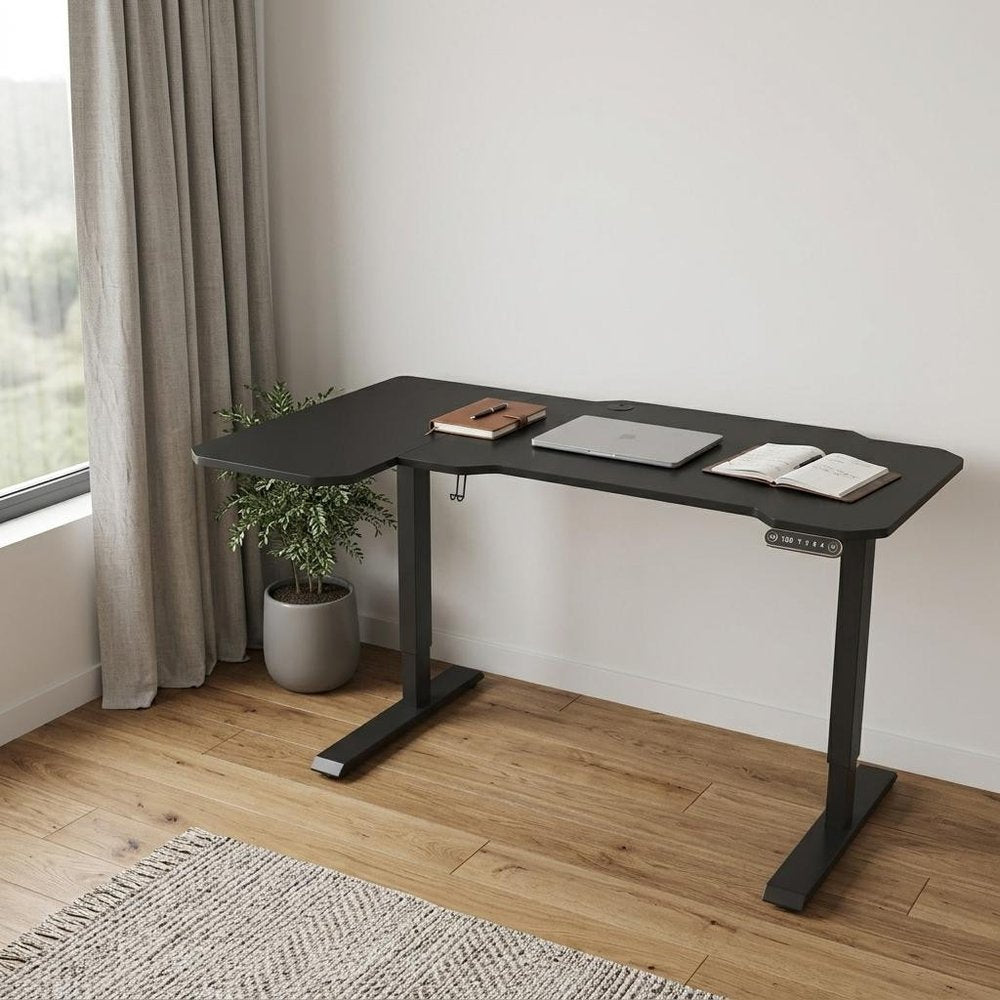 59" Adjustable Black L Shape Computer Desk HomeRoots
