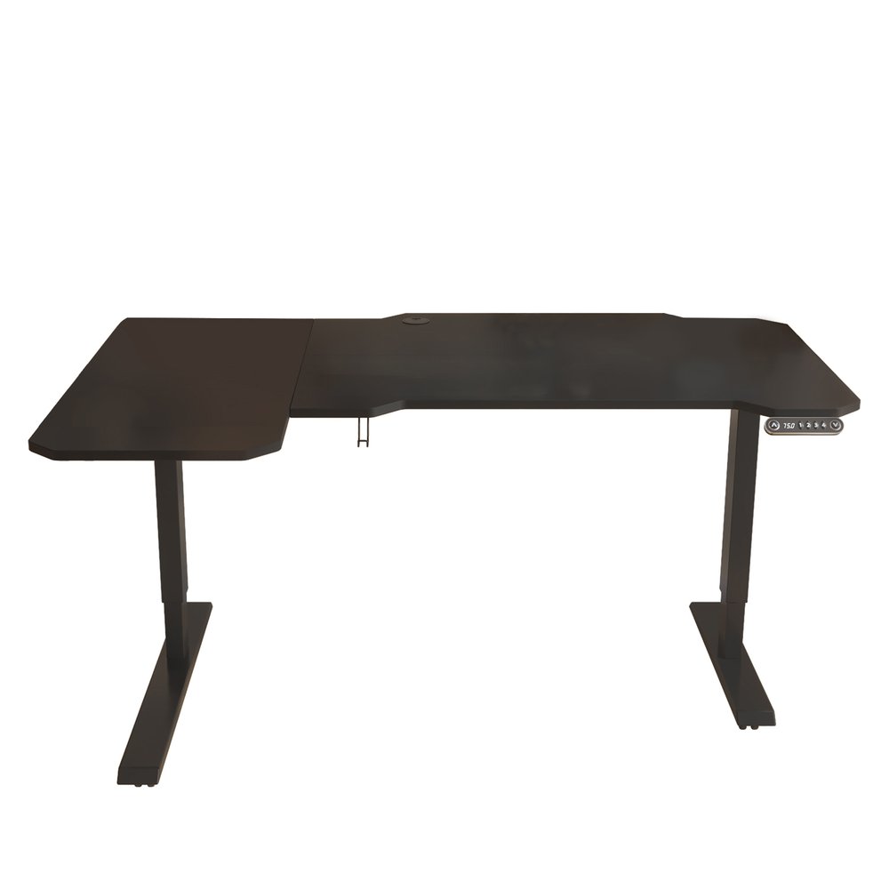 59" Adjustable Black L Shape Computer Desk HomeRoots