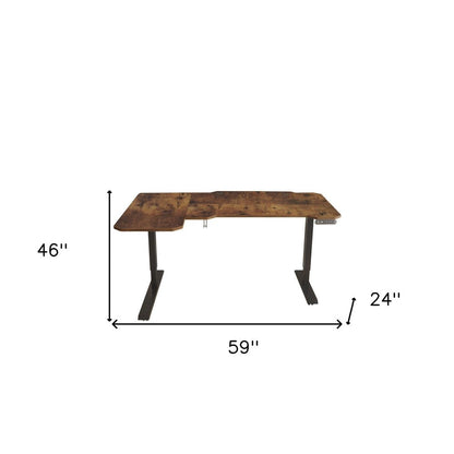 59" Adjustable Brown and Black L Shape Computer Desk HomeRoots