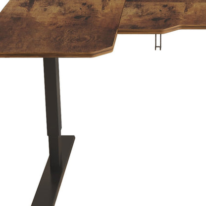 59" Adjustable Brown and Black L Shape Computer Desk HomeRoots