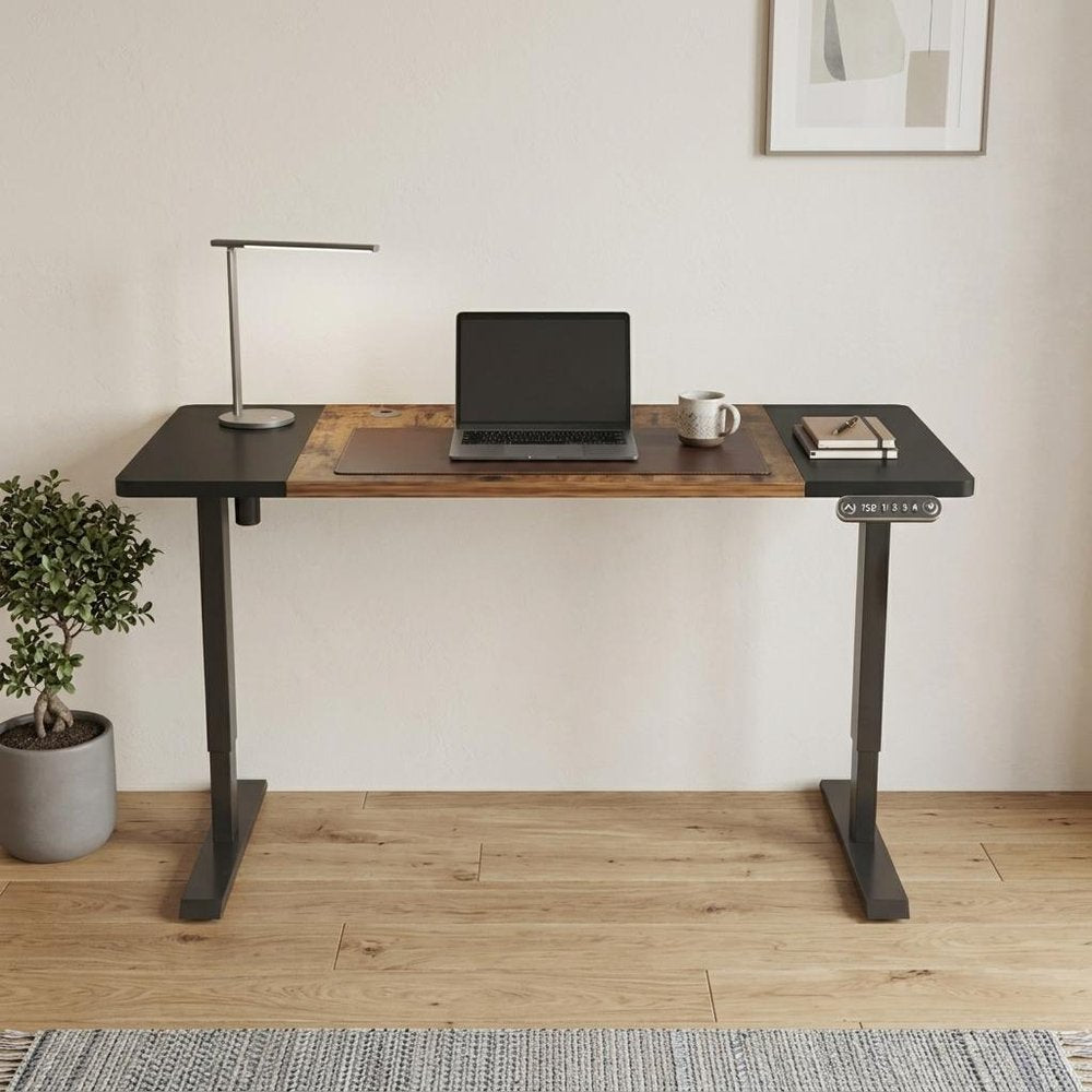 63" Adjustable Brown and Black Standing Desk HomeRoots