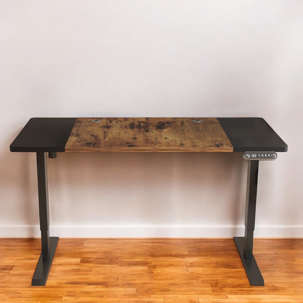 63" Adjustable Brown and Black Standing Desk HomeRoots