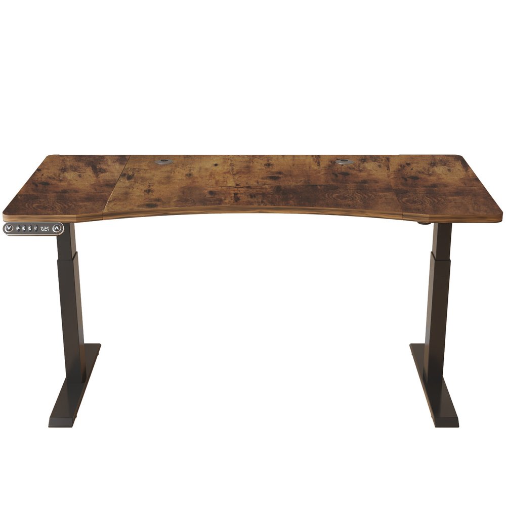 Adjustable Brown and Black Wood and Stainless Steel Rolling Standing Desk HomeRoots