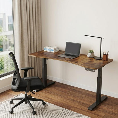 Adjustable Brown and Black Wood and Stainless Steel Rolling Standing Desk HomeRoots