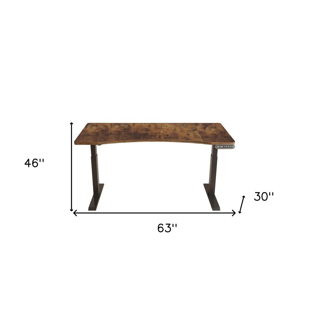 Adjustable Brown and Black Wood and Stainless Steel Rolling Standing Desk HomeRoots